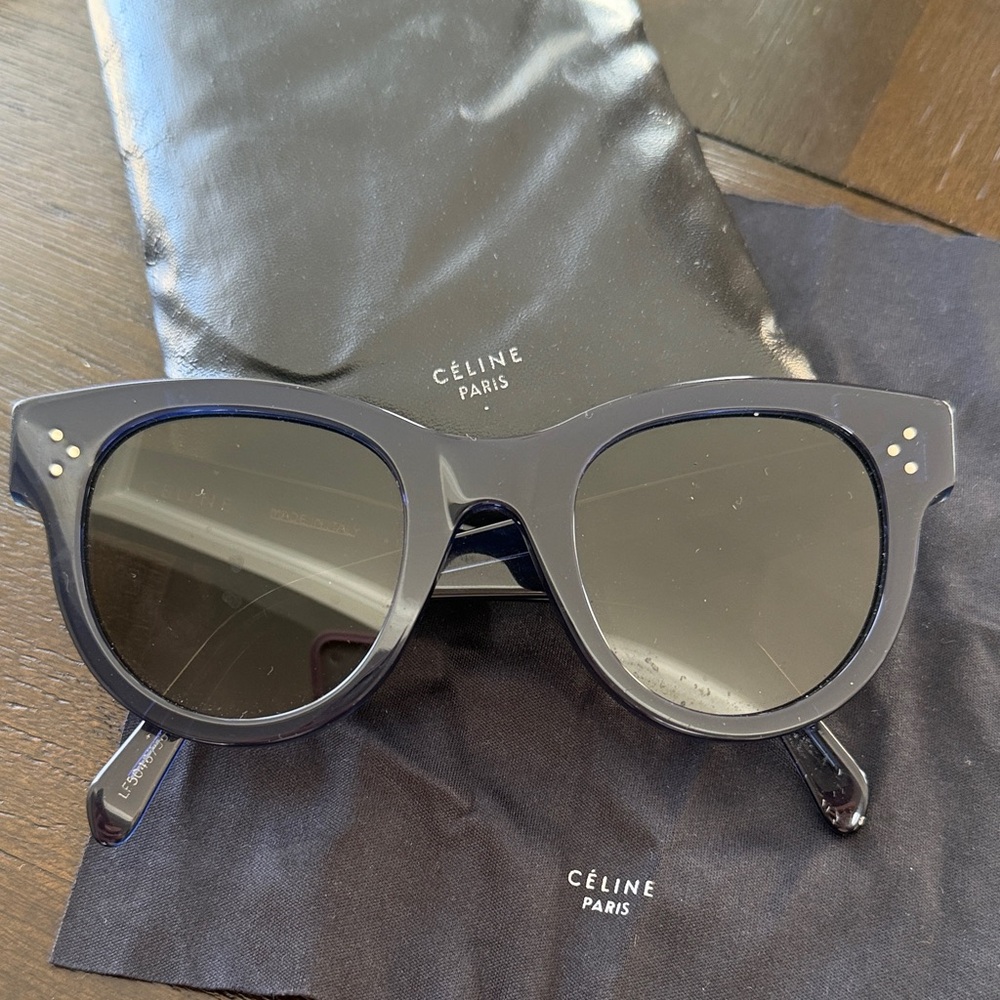 Céline Blue Round Square Sunglasses with Dark Lenses